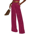 thumbnail image 3 of Hibeli Women's Velvet High Waist Solid Color Wide-Leg Pants, 3 of 4
