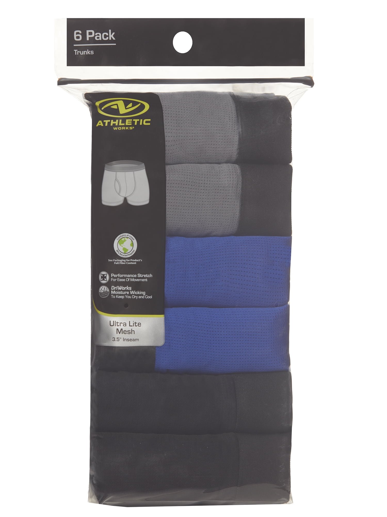 Athletic Works Men's Ultra Lite Mesh Trunks, 6-Pack