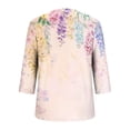 thumbnail image 4 of Women Blouses Dressy Casual 3/4 Length Sleeve Plus Size Tops Casual Printed V-Neck Blouse Fashionable And Comfortable Top (Size:L-5XL), 4 of 5