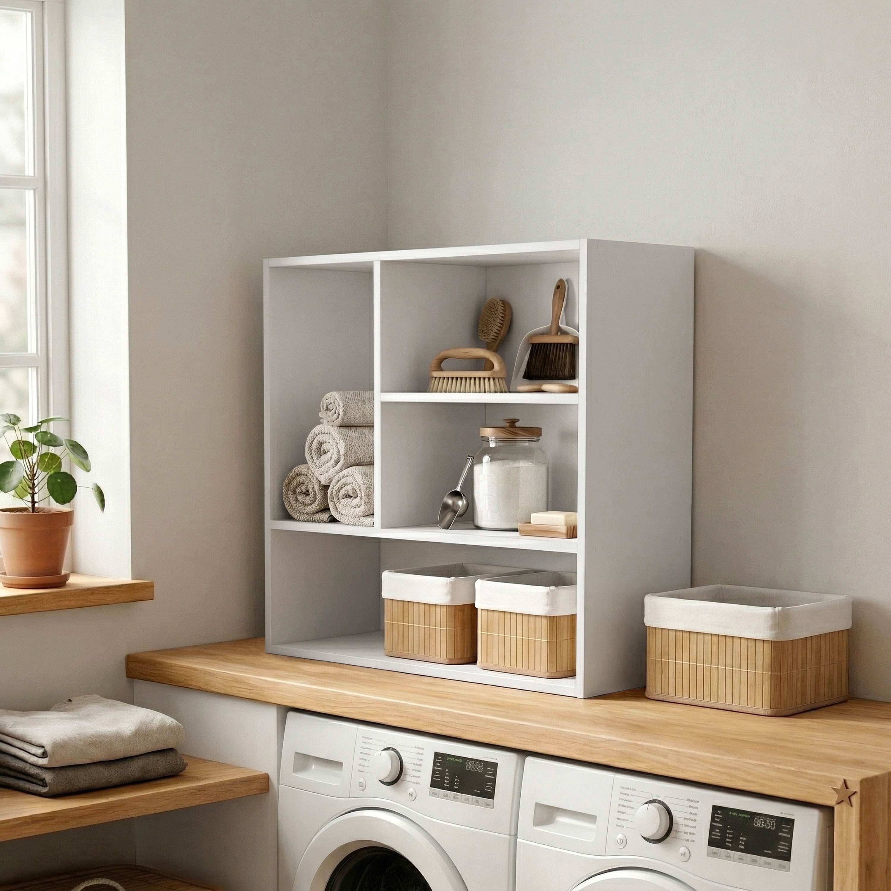 Furniture of America Brooks Stackable 4-Vertical Wood White Bookcase