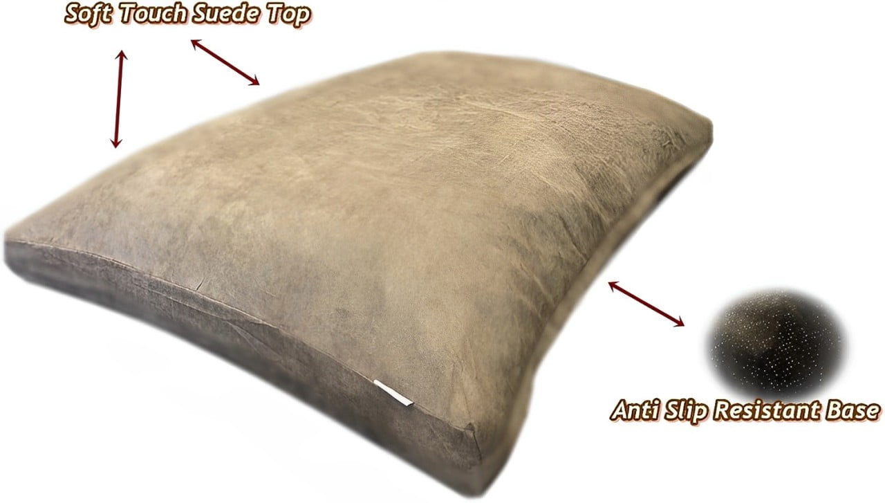 Extra Large Orthopedic Memory Foam Dog Mattress 40"X35"X4" Bombay Red with Extra Brown Suede Cover