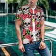 thumbnail image 6 of Vsdgher Skull and Roses Mens T-Shirts Baseball Vintage Fashionable Lightweight Casual Crew Neck Slim Fit with Long Sleeves-Large, 6 of 7
