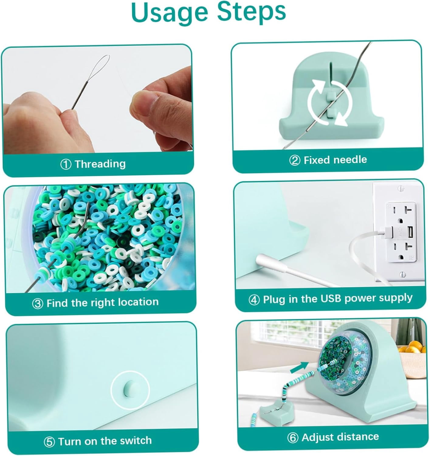 Electric Bead Spinner for Jewelry Making, Clay Bead Spinner with Needle and Accessories, Automatic Fast Hands-Free Bead Maker for Bracelets, Necklaces, Waist Chains, Christmas Birthday Gift for Girls