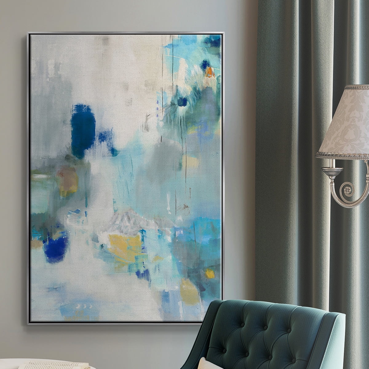 Celeste Motion II Framed Premium Gallery Wrapped Canvas - Ready to Hang - 27 x 41 - Silver Floating Frame
