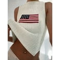 thumbnail image 5 of Women'S American Flag Sleeveless Sweater Vest Knit Crew Neck Tank Top Cream White S, 5 of 7