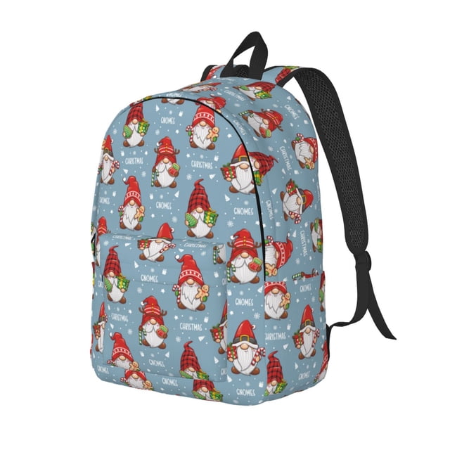 Vsdgher Snowflake Christmas gnome Print Canvas Backpack Travel Rucksack Unisex Knapsack 15.7/17.7Inch Laptop Backpack for Work,College-Small