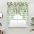thumbnail image 2 of Swag Valance Curtains for Windows, Watercolor Floral Light Filtering Kitchen Curtains, Spring Flowers Leaves Botanical Green Plaid Window Treatment Valances for Living Room, 36x45 - 2 PCS, 2 of 9