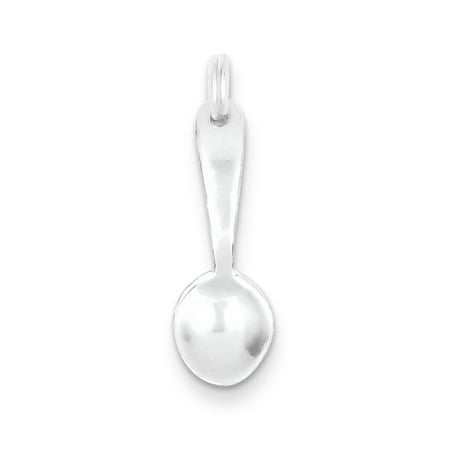 925 Sterling Silver 3-D Spoon Polished Charm Pendant 25mmx5mm