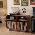 thumbnail image 6 of 4 Cube Record Player Stand with Charging Station, Large Vinyl Storage Cabinet Holds 300+ Records, Display Shelf for Turntable, Stereo & Books, Wooden Base, Walnut, 6 of 7