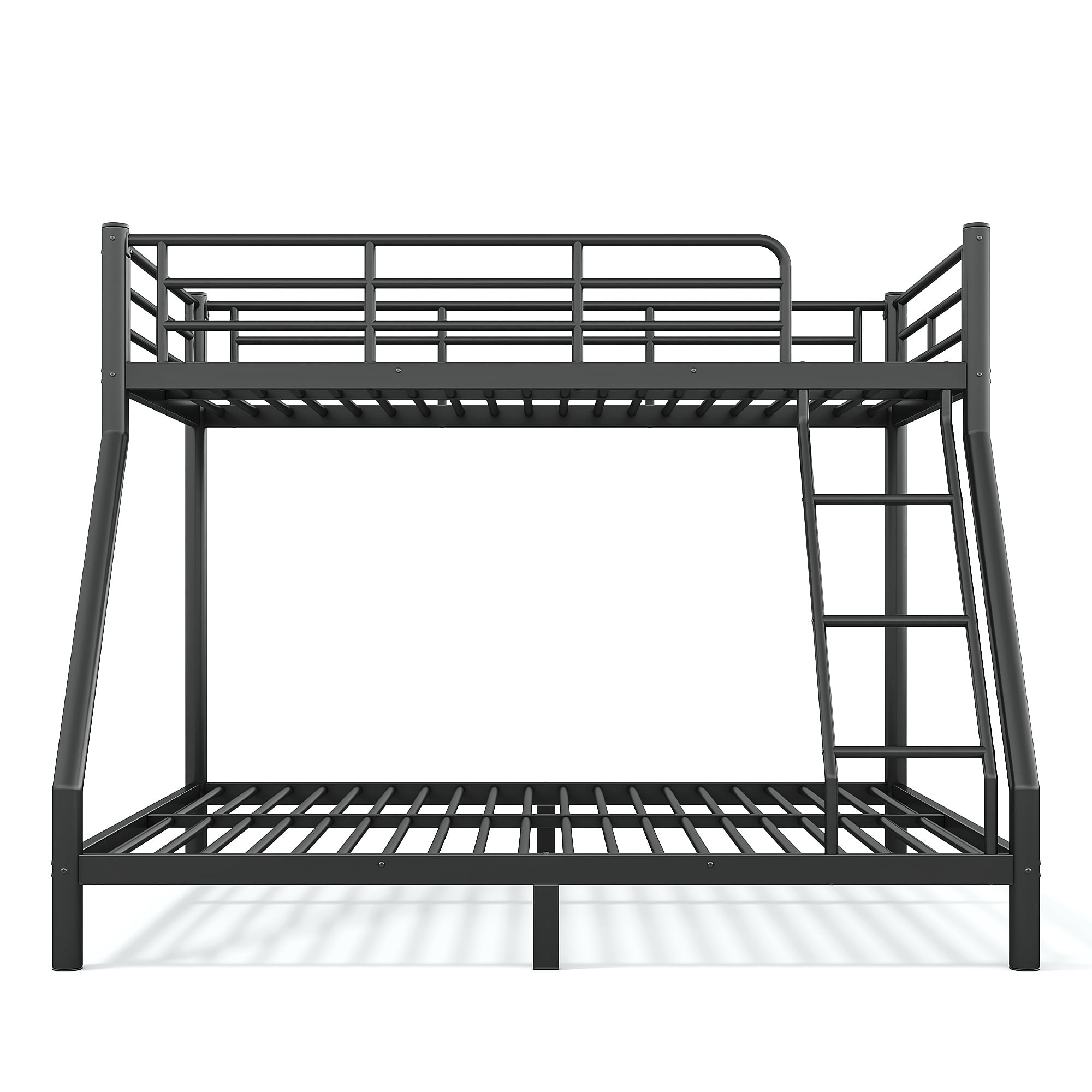 GARITIN Twin XL Over Queen Size Metal Bunk Bed 82.4 Inch, Bunk Bed Frame with Ladder and Guardrails for Teens Adults, Black
