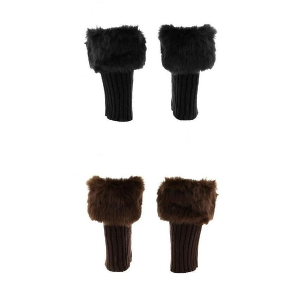 2 Pares De Botas De Punto Con Ribete De Piel En Los Puños, Calentadores De Piernas, Mangas De Calcetín Para Botas SM SunniMix calentador de pierna de punto para mujer