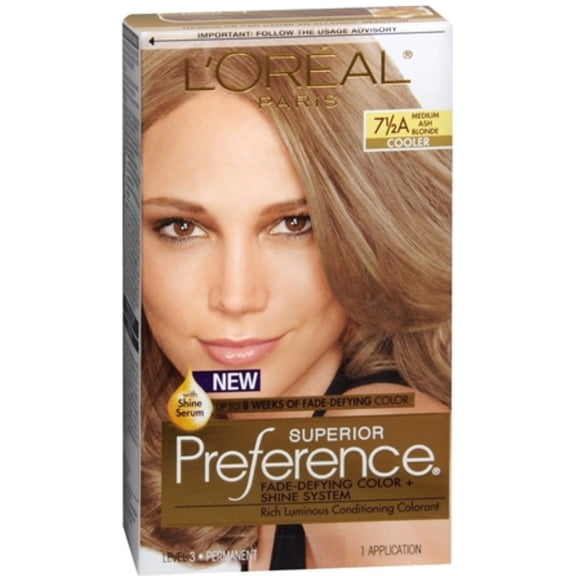 L'Oreal Paris Superior Preference Hair Color, [7-1/2A] Medium Ash Blonde (Cooler), 1 Each, 4 Pack