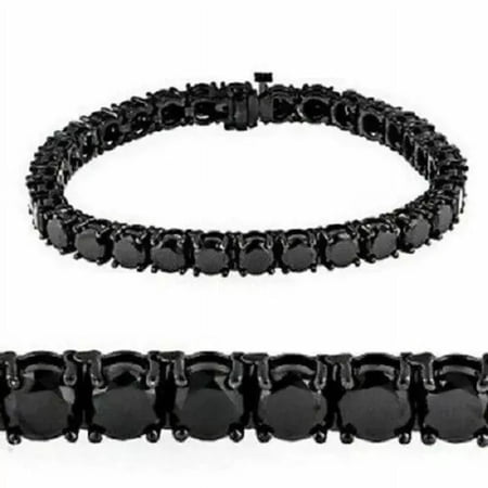 Jewelry Hub 10Ct Round Cut Simulated Black Diamond Men s Bracelet Sterling Silver Jewelry Hub 10Ct Round Cut Simulated Black Diamond Men s Bracelet Sterling Silver