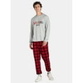 thumbnail image 2 of Jolly Jammies Men's Holiday Grey Christmas Matching Family Pajamas Set, 2-Piece, Sizes S-2XL, 2 of 6
