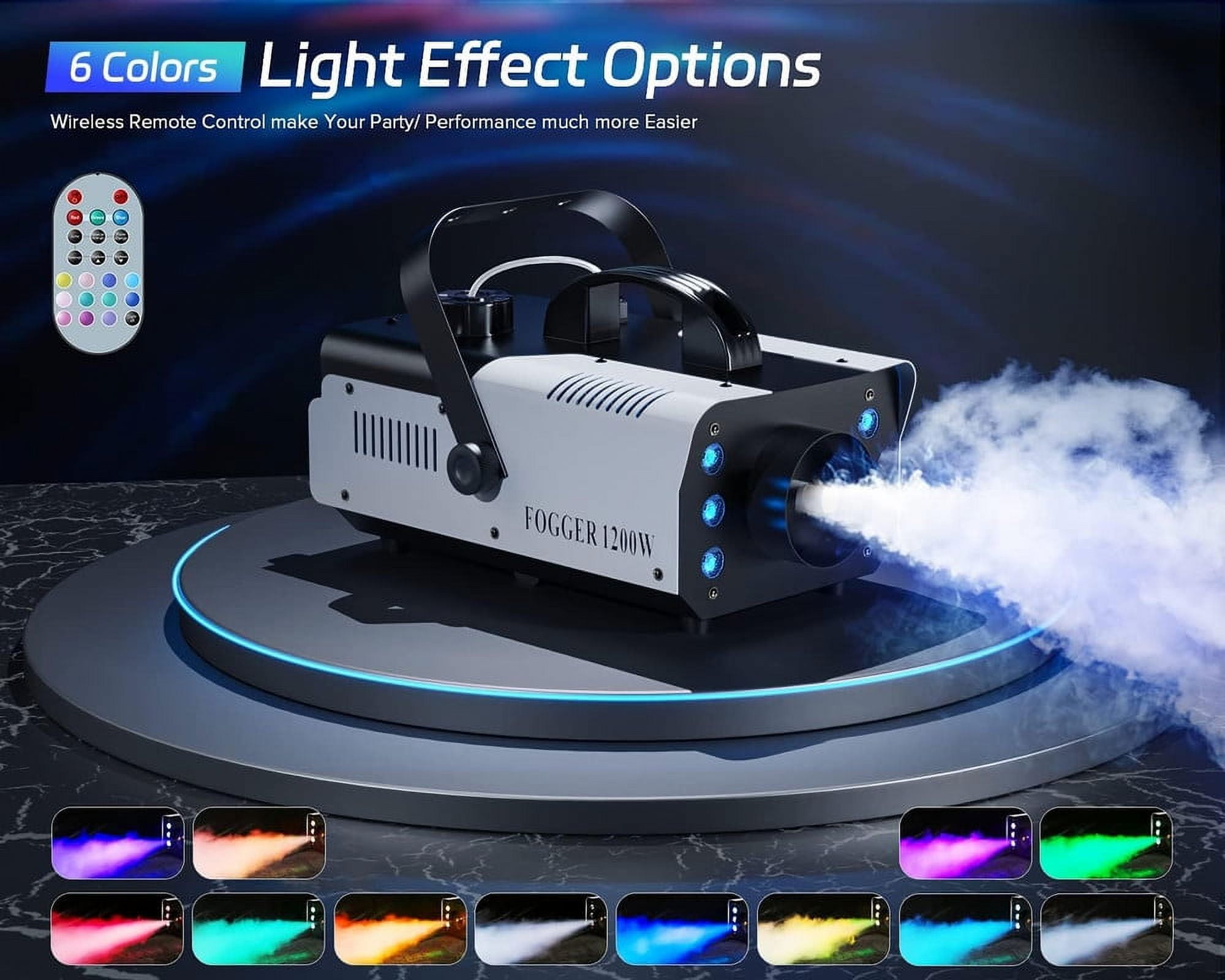 UKing 1200W Machine à Fumée avec 6 RGB LED Lumières Contrôlables en Couleur - Machine à