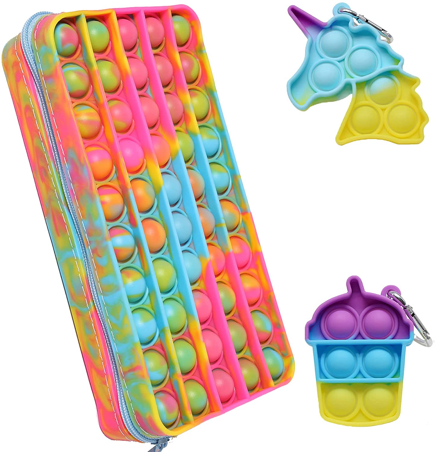 Ainiv – Sac à Main Pop It Fidget 2 En 1 – Silicone Anti-stress Avec Chaîne Dorée – Violet – 12x9x5 Cm