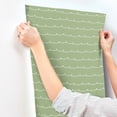 thumbnail image 3 of Advantage Wiggle Line Green Stripe Wallpaper, 3 of 5