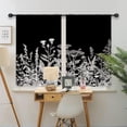 thumbnail image 4 of Black White Floral Kitchen Curtains Pencil Sketch Plants Rod Pocket Farmhouse Botanical Wildflower Leaves Natural Rustic Vintage Bedroom Living Room Treatment Fabric 2 Panels 27.5Wx39H Inch, 4 of 6