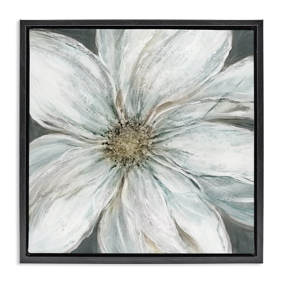 Stupell Industries Transitional Large White Flower Closeup Black Floating Frame Canvas Art, 18 x 18, by Carol Robinson