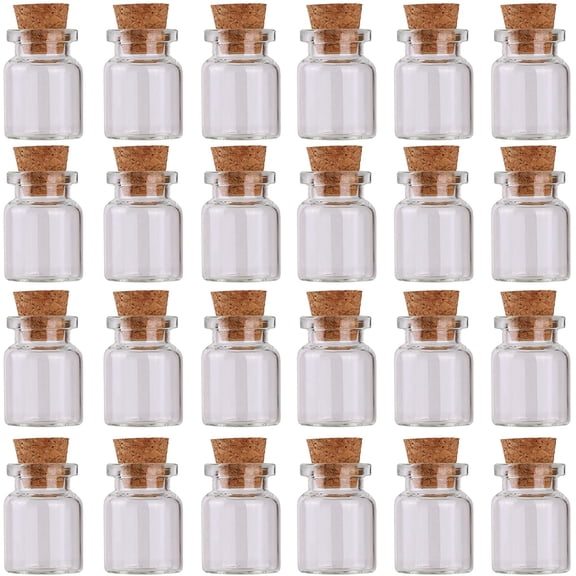 24pcs Mini Glass Bottles with Cork Stoppers 5ml DIY Art Crafts Storage Container,Tiny Glass Vials Cork for Wedding Decoration,Small Glass Corks Jars Party Favor