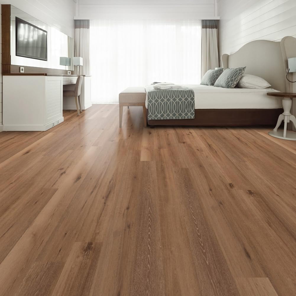 Peel And Stick Floor Tile  36packs 54 Sq. Ft Vinyl Flooring Plank 36"x 6" Waterproof Wood Grain For Bedroom Living Room Kitchen Rv(smoke Oak)