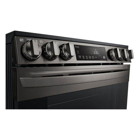 LG - 6.3 cu ft Electric Slide In Range with Air Fry and Smart Wi-Fi Enabled - Black stainless steel