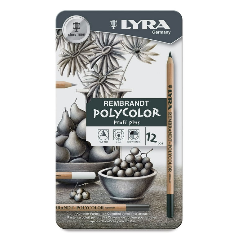 Lyra Rembrandt Polycolor Pencil Set, Black, White & Gray Tones Set
