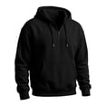 thumbnail image 6 of Men's Graphic Quarter Zip Hoodies Casual Long Sleeve Drop Shoulder Sweatshirt Pullover Streetwear Top with Kangaroo Pocket, 6 of 7