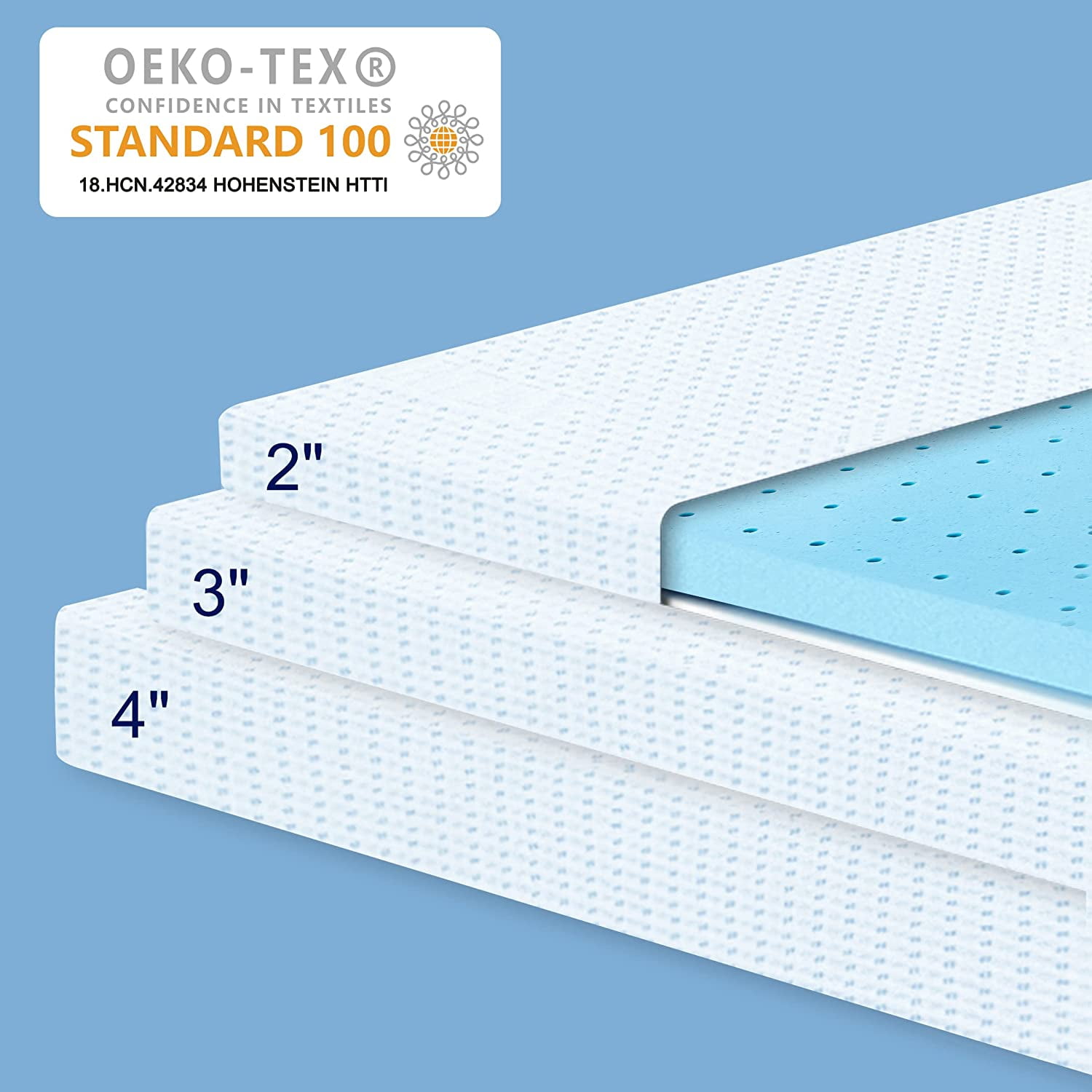 Subrtex 4 Inch Covered Gel-Infused Memory Foam Bed Mattress Topper High  Density Cooling Pad Removable Fitted Cover