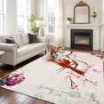 thumbnail image 2 of Cardinal Area&nbsp;Rug 5x7ft Red Bird Floral Non-Slip&nbsp;Washable Square&nbsp;Rugs Soft Felt Indoor Floor Mat for Bedroom Kitchen Living Room Bathroom, 2 of 9