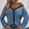 thumbnail image 4 of Babysbule Women's Tops, Jackets& Coat Fashion Women's Fashion Casual Color Matching Button Long Sleeve Cardigan Top Blouse, 4 of 9