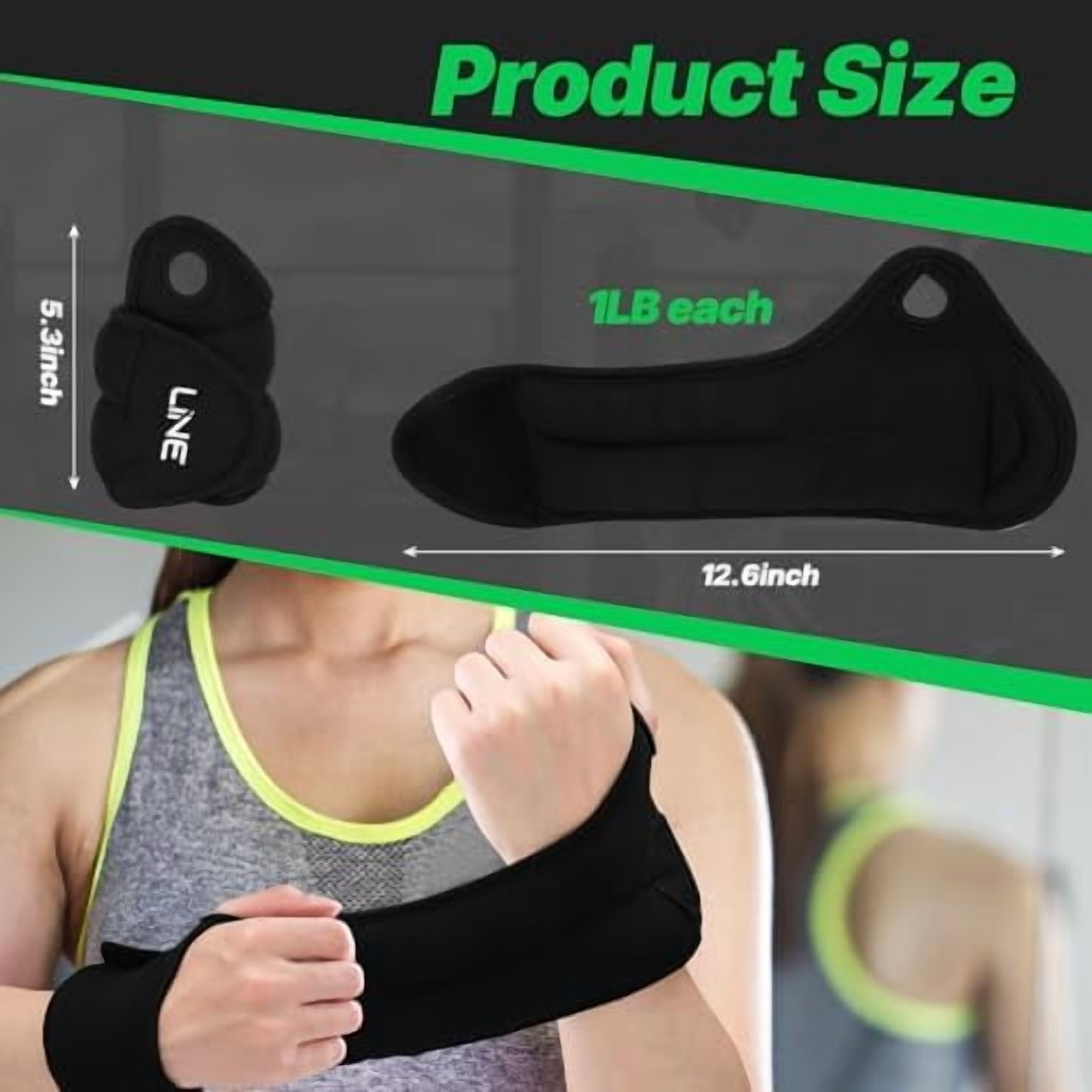 Wrist Weights with Thumb Loops Lock (1 Pair) for Women & Men, 1lbs×2 Arm Weights Hand Weights Set for Walking, Running, Strength Training, Exercises, Hand Physical Therapy (Black)