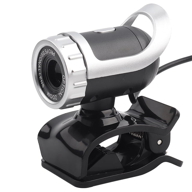 Caméra USB 2.0, Support Rotatif HD 360° Caméra PC, Correction de Couleur 0.3M Pixels Microphone Intégré Argent / Rouge pour Bureau Ordinateur Portable Maison