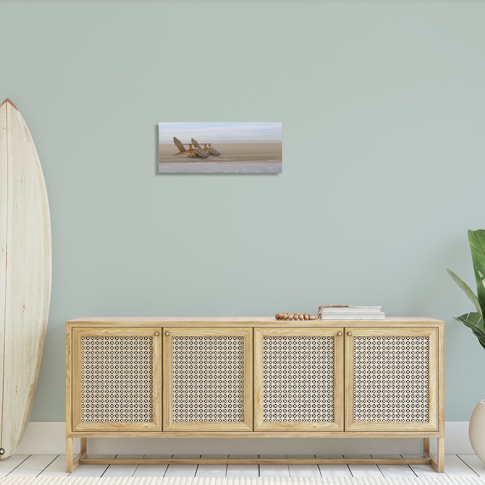 Stupell Industries Beach Chairs by Shore Landscape Photography Gallery Wrapped Canvas Art Print Wall Art, 24 x 10