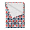 thumbnail image 2 of Moroccan Soft Flannel Fleece Throw Blanket, Vibrant Geometric Mosaic of Tiles with Star Motifs, Cozy Plush for Indoor and Outdoor Use, 60" x 80", Navy Blue Scarlet, by Ambesonne, 2 of 5