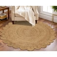 thumbnail image 4 of Alfombra redonda de yute natural tejida a mano de 122 cm Savi Home, 4 of 9