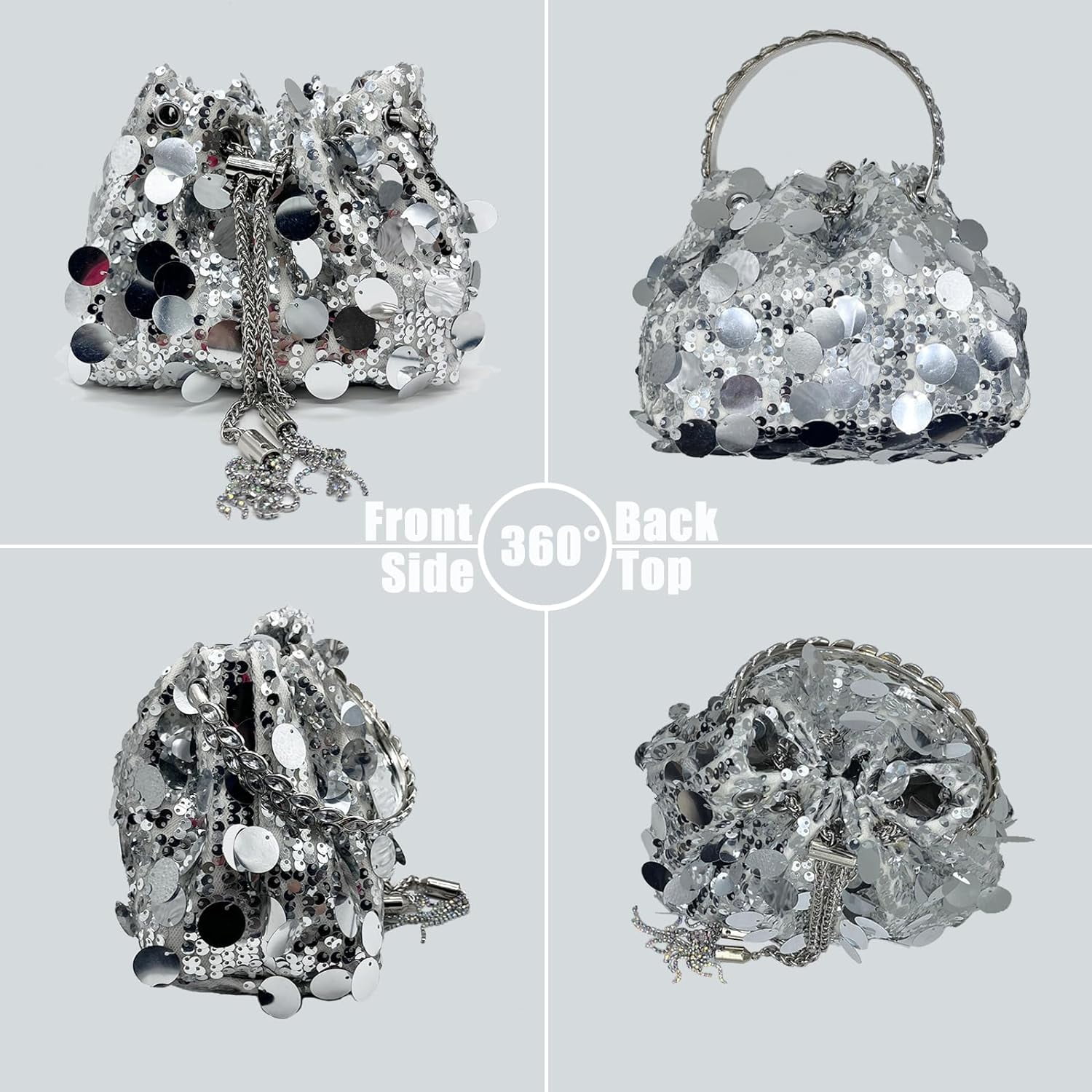 Sparkly Sequin Evening Handbags Purse for Women Glitter Clutch Crossbody Bag for Evening Wedding Party Prom