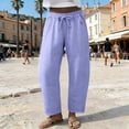 thumbnail image 4 of Women's Baggy Wide Leg Palazzo Pants Harem Pants Petite Linen Pants Drawstring Boho Barrel Sweatpants Summer Casual Flowy Breathable Trousers Beach Vacation, Spring Summer Fall, Purple L, 4 of 9