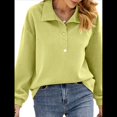 thumbnail image 3 of Sudadera Tipo Túnica de Larga Holgada para Mujer, Cuello Abotonado, Color Liso, para Invierno Verde M, 3 of 8