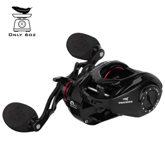 KastKing Right Baitcasting Fishing Reel 6oz 17.6 LB Carbon Fiber Drag 7.2:1 Gear Ratio Spartacus ll-Black