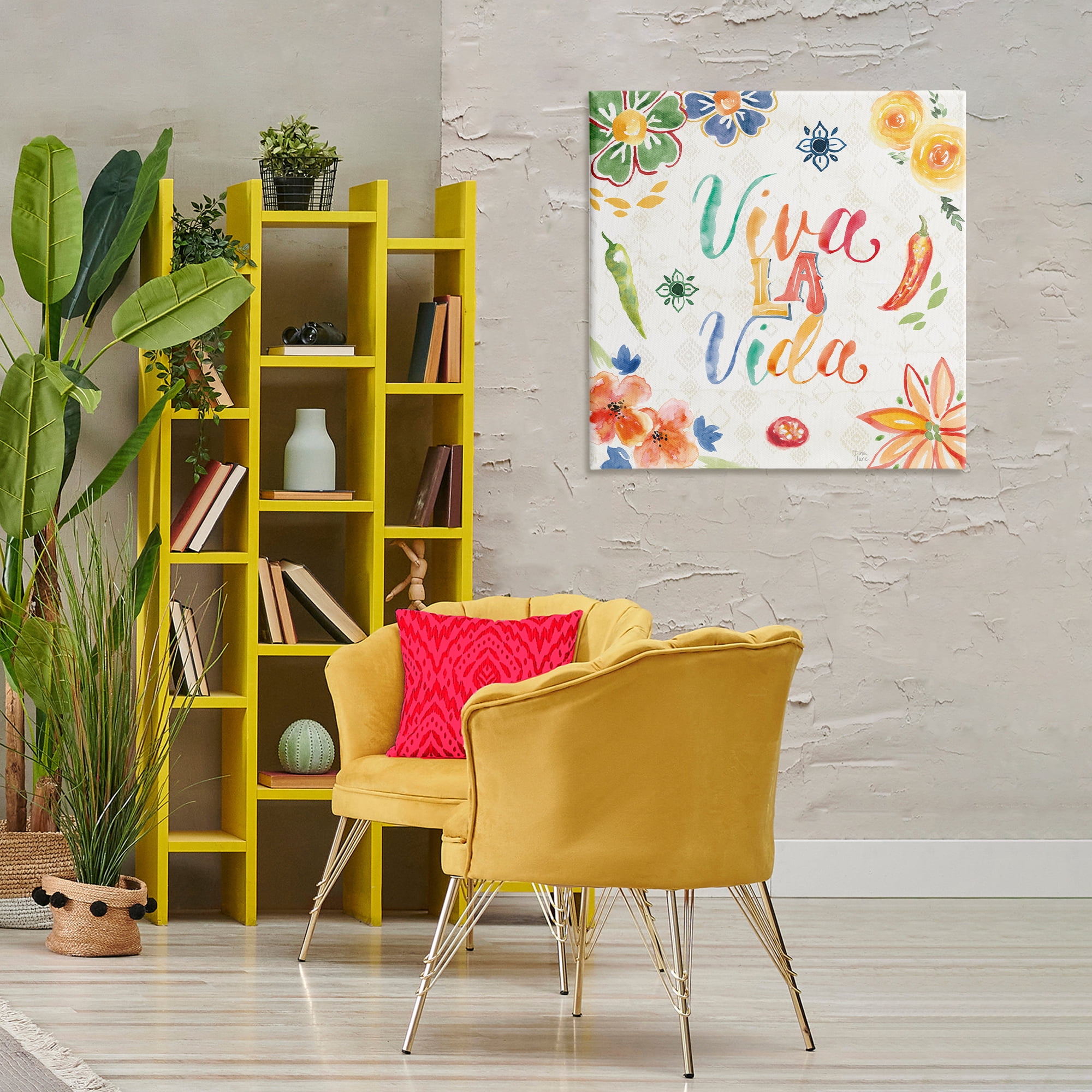 Stupell Industries Viva La Vida Celebración Inspirational Quotes & Sayings Painting Wrapped Canvas Art Print Wall Art, 30 x 30