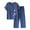 Blue, variant on Rovga Women Sets Outfits Short Sleeve Summer Cardigan Top Female Loose Middle Aged Elderly Suit Shirt Cotton Linen Two Pieces Top Pants Clothes Sets Streetwear