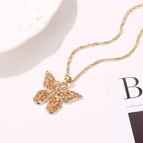 1Pcs Filigree Butterfly Alloy Pendant Necklaces for Women Butterfly Charm Necklace Light Gold Pendant Necklace