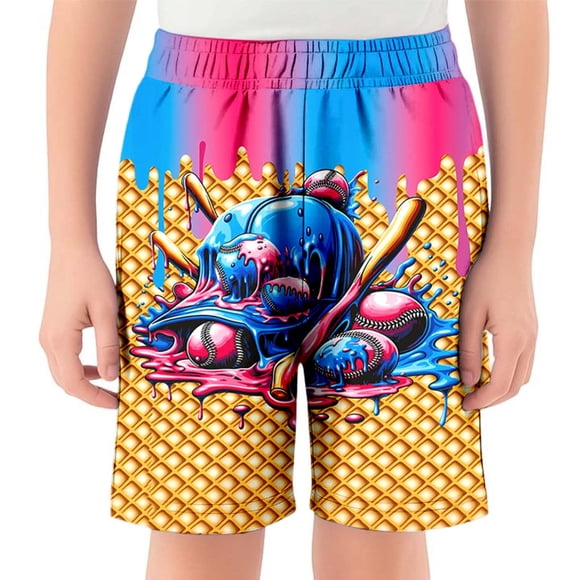 Lightweight Boys' Printed Casual Shorts With Elastic Waist Pockets Everyday Play Clothes
