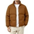 thumbnail image 2 of WTOBBY Men's Loose-Fit Casual Down Jacket with Long Sleeves, Warm and Comfortable Winter Coat, Lightweight Insulated Design for Cold Weather Protection,Light Brown 3XL, 2 of 5