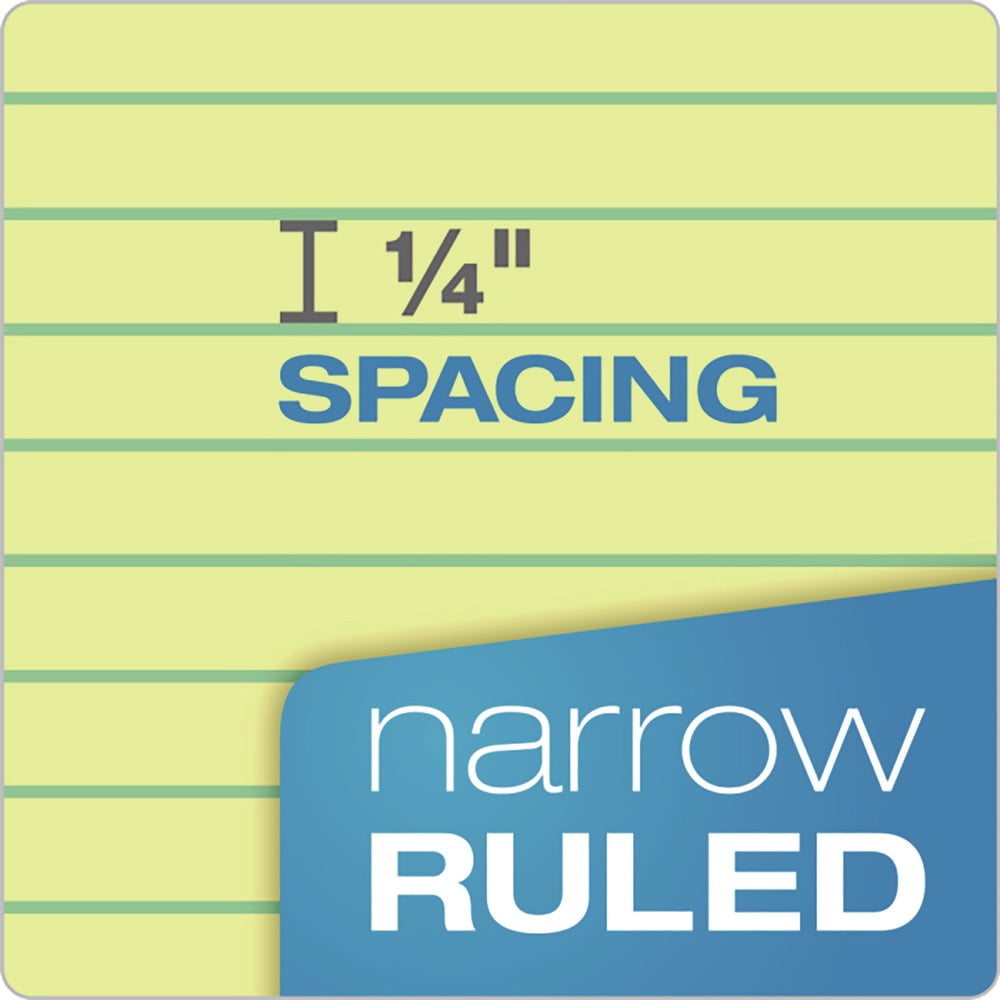 Ampad Perforated Writing Pads, Narrow Rule, 8.5 x 11.75, Canary, 50 Sheets, Dozen (20222)