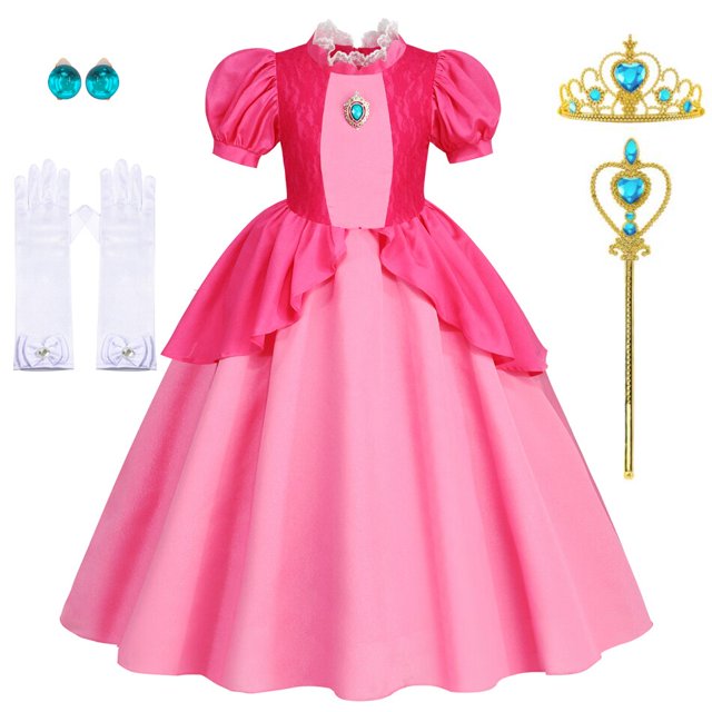 Vestidos de melocotón para niñas, disfraz de princesa, ropa de fiesta, Cosplay, Halloween, Carnaval, cumpleaños Fivean unisex