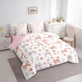 thumbnail image 2 of Manfei Teens Cartoon Gradient Bowknot Twin Bedding Sets 7-Piece,Girls Spring Garden Flowers Bedding Comforter Set,Pink Reversible,Ultra Soft Home Decor, 2 of 7