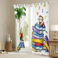 thumbnail image 3 of Monkey Animal Window Curtains Colorful Books Pattern Window Treatments English Letter Print Window Drapes for Kids Tropical Coconut Tree Grommet Top 2 Panel Set Bedroom Curtains,52Wx84L inch, 3 of 6