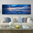 thumbnail image 4 of Ocean Canvas Wall Art Teal Coastal Beach Painting Blue Sky Natural Turquoise Landscape Panoramic Picture Gold Foil Textured Artwork without Fram for Living Room Bedroom Kitchen Bathroom Decor,60x20in, 4 of 7